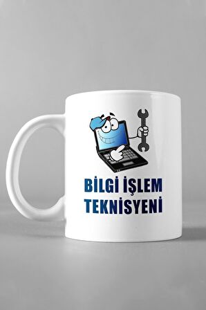 Bilgi İşlem Teknisyenlerine Özel Meslek Tasarımlı Baskılı Kupa Bardak