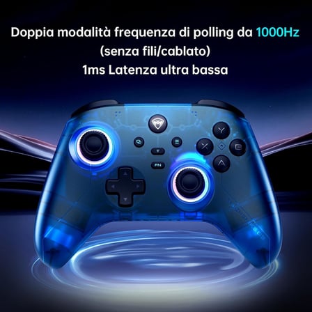 Machenike G3V2 Bluetooth Controller for Pc/Switch/Ios/Android, Hall Effect Joysticks, RGB Lighting Gaming Controller,2 Programmable Buttons,1000mah Battery With Charging Station, Blue