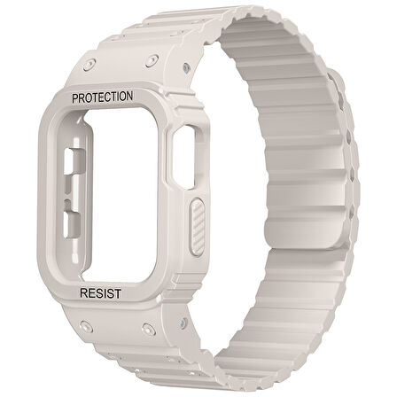 Apple Uyumlu Watch Series 10 / 11 Kılıf 42mm Silikon Kordon KD-142 Airbag Tasarımlı Kasa Koruyuculu