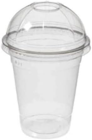 Plastik Milkshake Bardağı 100'lü Kapaklı İçecek 350 Cc(ml) Şeffaf Meşrubat Bardağı Limonata Cup