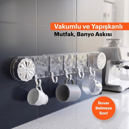 Vakumlu ve Yapışkanlı Askı – Mutfak ve Banyo İçin Delme Gerektirmeyen Duvar Askılığı