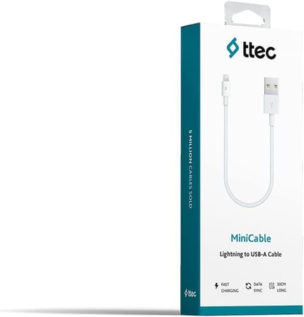 MiniCable 30cm iPhone ile Uyumlu Şarj Kablosu - Beyaz (2DK7512B)
