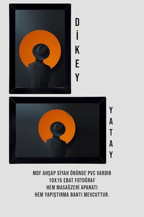 yhfoto 1 Adet 10x15 10x15 Siyah Mdf Pvcli Mini Fotoğraf siyah