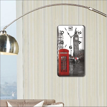 M3 Decorium Londra Saat Kulesi Kırmızı Telefon Kulübesi Manzaralı Duvar Saati