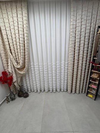 NİVEMESHOME DURU 3-0008 EKRU 1/3 PİLELİ FON PERDE