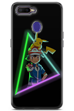 Oppo RX17 Neo uyumlu Pokemon 26 HD Desenli Ash Ketchum Neon