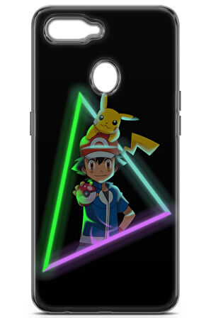 Oppo RX17 Neo uyumlu Pokemon 26 HD Desenli Ash Ketchum Neon