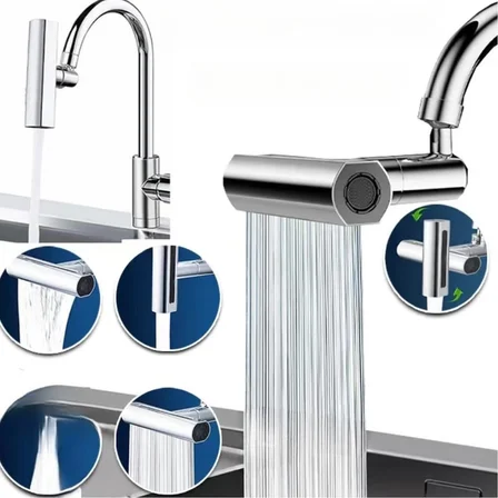 Mutfak ve Banyo İçin 1080 Derece Dönebilen Robotik Musluk Başlığı - Çok Fonksiyonlu Şelale Akışlı Havalandırıcı, M22/M24 Uyumlu, Kolay Kurulumlu Tasarruf Başlığı