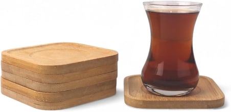 Bambu Kare Çay Tabağı Bardak Altlığı 6'Lı Set | Dekoratif Ve Doğal Bambu Altlık – Şık Ve Dayanıklı Tasarım (10Cm X 10Cm)
