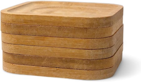 Bambu Kare Çay Tabağı Bardak Altlığı 6'Lı Set | Dekoratif Ve Doğal Bambu Altlık – Şık Ve Dayanıklı Tasarım (10Cm X 10Cm)