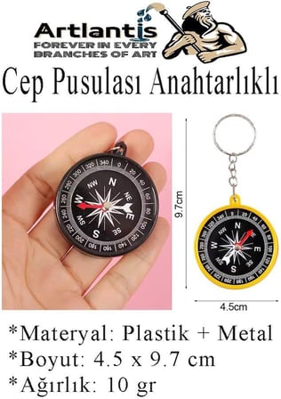 Pusula Anahtarlık Renkli 3 Adet Küçük Pusula Okul Deney Gezi Cep Pusulası Manyetik Pusula Plastik Öğrenci