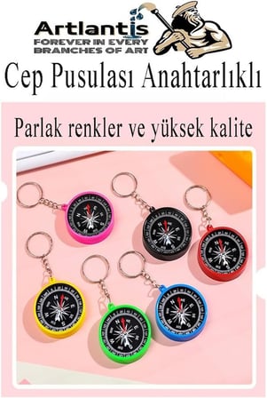 Pusula Anahtarlık Renkli 3 Adet Küçük Pusula Okul Deney Gezi Cep Pusulası Manyetik Pusula Plastik Öğrenci