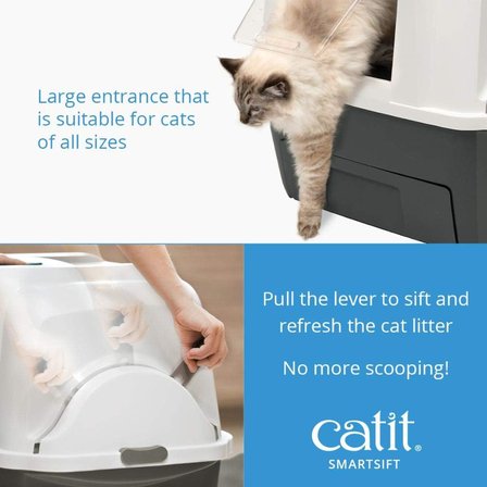 Smart Sift Otomatik Kedi Tuvalet Kabı, Gri/Beyaz, 66 x 48 x 63 cm