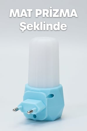 Gece Lambası Tuşlu Koridor Hol Işığı Uyuma Işığı (Prizma Turkuaz)