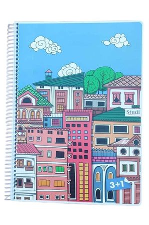 1 ADET 120 Yaprak A4 3+1 Defter (3 Kareli 1 Çizgili)