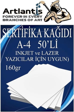 A4 Sertifika Kağıdı Kalın 50 Adet Gramajlı Fotokopi Kağıdı 160 gr Tüm Yazıcılara Uyumlu 21x29.7 cm Kalın Baskı Kağıdı