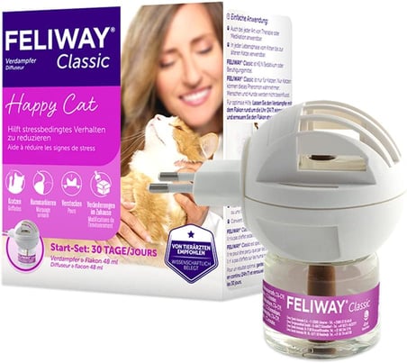 Classic 30 günlük feromon buharlaştırıcı başlangıç seti, 48 ml – kedi ve yavru kedilerde stres belirtilerini azaltmaya yardımcı olur, veterinerler tarafından tavsiye edilir, klinik olarak test