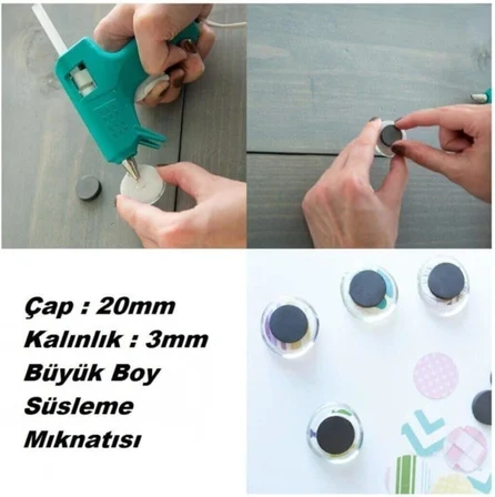 Dünya Magnet 50 Adet 20X3 Büyük Yuvarlak Ferrit Mıknatıs -Kokulu Taş-Nişan Süsleme Mıknatısı(50'Li Paket)