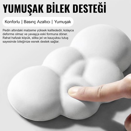 Klasse Cloud Mouse Bilek Desteği, Bulut ErgoPad, Kaymaz Tabanlı, Nefes Alan Kumaş, Ağrı Önleyici (Fare Desteği, Beyaz)