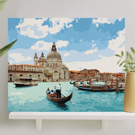 Sayılarla Boyama Tuval Seti Fırça Boya Dahil (Çıtalı) 40x50 CM - Mavi Rüya
