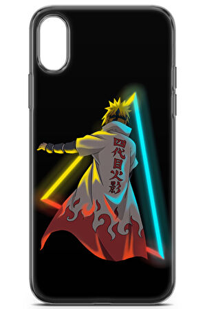 Apple iPhone X uyumlu Anime 32 Renkli Tasarım Minato Neon Naruto