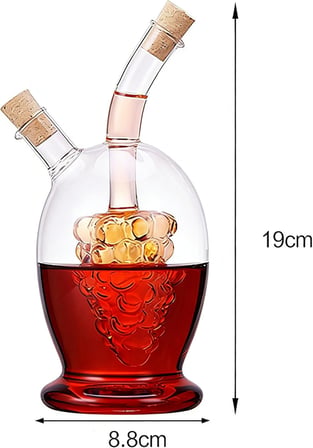 473 ml Üzüm Astarı 2 Çıkışlı Cam Yağ Sirkesi 2'si 1 Arada Şişe, Cam Yağ ve Sirke Kabı