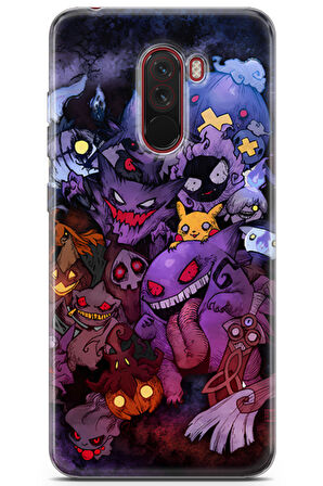 Xiaomi Pocophone F1 uyumlu Pokemon 17 UV Kapak Pokemon Hayaletler