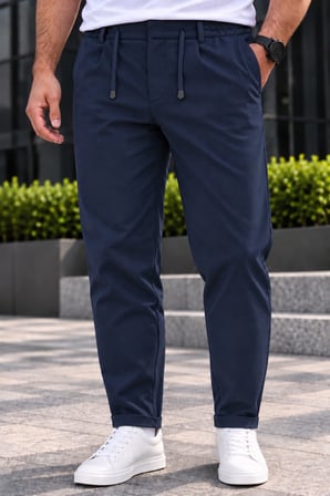 Erkek Battal Beden Diagonal Kumaş Jogger Pantolon