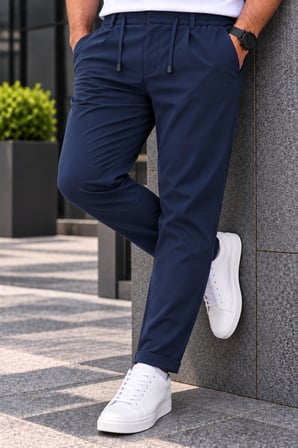 Erkek Battal Beden Diagonal Kumaş Jogger Pantolon