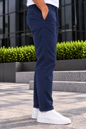 Erkek Battal Beden Diagonal Kumaş Jogger Pantolon