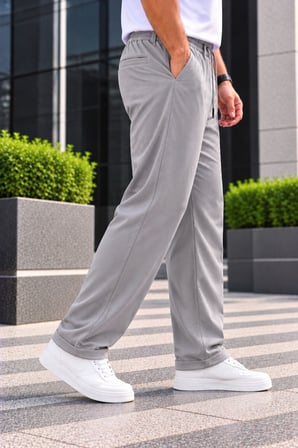 Erkek Battal Beden Diagonal Kumaş Jogger Pantolon