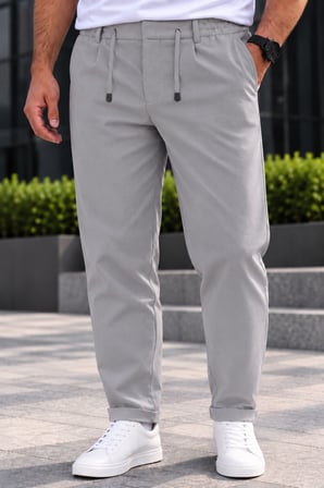 Erkek Battal Beden Diagonal Kumaş Jogger Pantolon