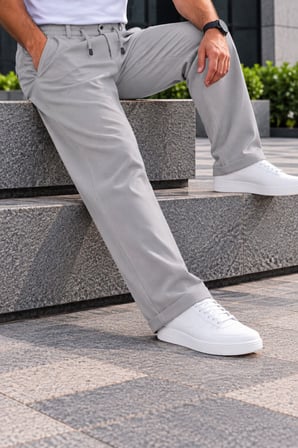 Erkek Battal Beden Diagonal Kumaş Jogger Pantolon