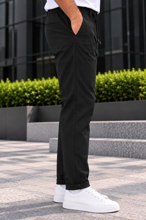 Erkek Battal Beden Diagonal Kumaş Jogger Pantolon