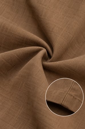 Erkek Kahve Keten Pantolon Beli Lastikli Bağcıklı Rahat Kalıp Mevsimlik