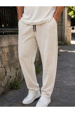 Erkek Fitilli Jogger Pantolon Lastikli Bel Bağcıklı Kahve/Vizon Regular Paça Rahat Kesim Mevsimlik