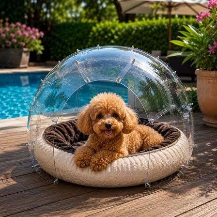Bauwelt Dome Şeffaf Evcil Hayvan Evi - Kedi ve Küçük Irk Köpekler İçin Demonte Yaşam Alanı