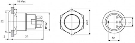 Hella Marine paslanmaz çelik, ledli switch Anlık Mavi 24V