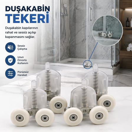 Duşakabin Kapı Tekerleği Seti, 4'lü Alt/Üst Duş Kapısı Rulmanı, Cam Duşakabin Sürgü Tekerlek Takımı, Sessiz Kayar, Paslanmaz Vidalı, Kolay Montaj, Dayanıklı, Evrensel Uyumlu Yedek Parça Seti.