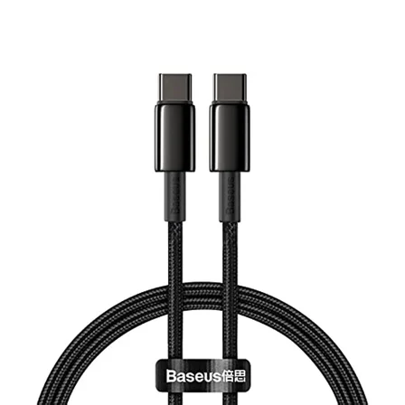 Tungsten Altın Hızlı Şarj Veri Kablosu Type-C - Type-C 100W 1M - Siyah CATWJ-01