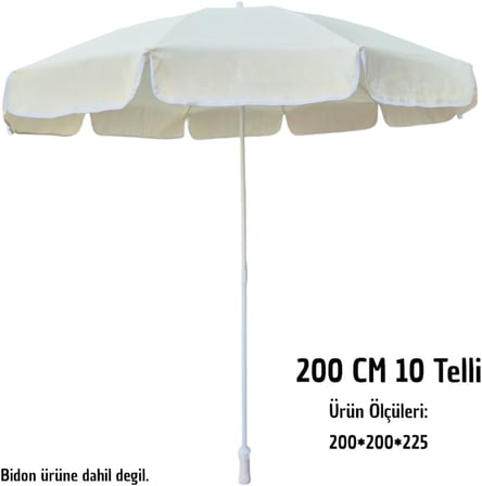 PLAJ ŞEMSİYESİ KREM 200 CM 10 TELLİ