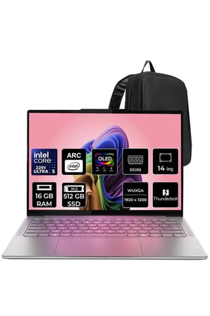 Yoga Slim 7 Aura Edition Core Ultra 5 226V 16GB RAM 512GB SSD 14" FHD+ OLED FreeDOS 83JX00BATRP302 Notebook + PER4 Çanta