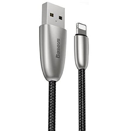 Torch Serisi Alüminyum Alaşım Örgü Tasarım 1.5A 2 Metre Lightning ile Uyumlu Data ve Şarj Kablosu Siyah