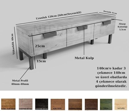 Ntconcept Uni Masif Ahşap Tv Stand -NTmats5580a (140 cm)