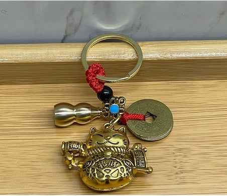 Metal Şans Ve Bereket Kedisi Anahtarlık
