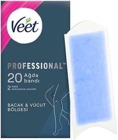 Veet Professional Sir Ağda Bandı Bacak Ve Vücut Bölgesi Hassas Ciltler İçin 20'Li, Ağda Bandı, Bant