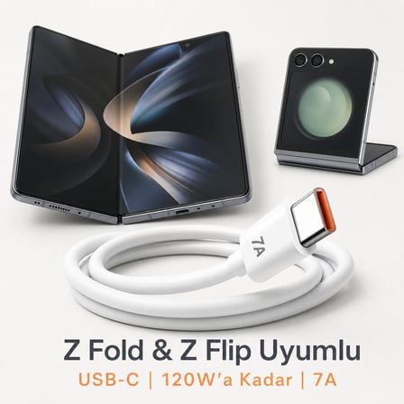 Bowie 120W 7A USB-C Hızlı Şarj Data Kablosu Samsung Galaxy Z Fold Z Flip Serisi