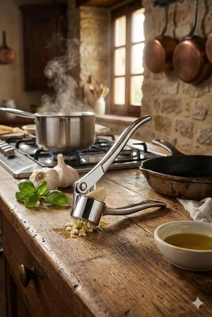 Metal Sarımsak Ezici, Paslanmaz Çelik Ergonomik Saplı Dayanıklı Pratik Sarımsak Presi