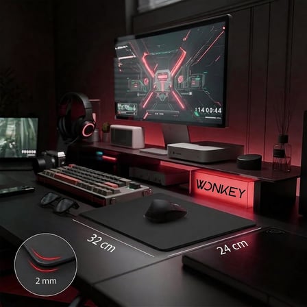 WONKEY PRO - Dikişli Gaming Mouse Pad, Oyuncu Gamer Mousepad, Kaymaz Kauçuk Tabanlı, Pürüzsüz Kumaş Yüzey, Ofis Tipi Mouse Ped, Orta Boy Bilgisayar Fare Altlığı, Gaming Mouse Pad (30x25 cm)