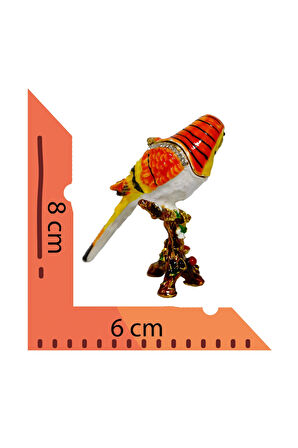 "Metal Kuş Biblosu -3 Farklı Renk Varyantlı, Kristal Taşlı Dekoratif Biblo - 8 cm"